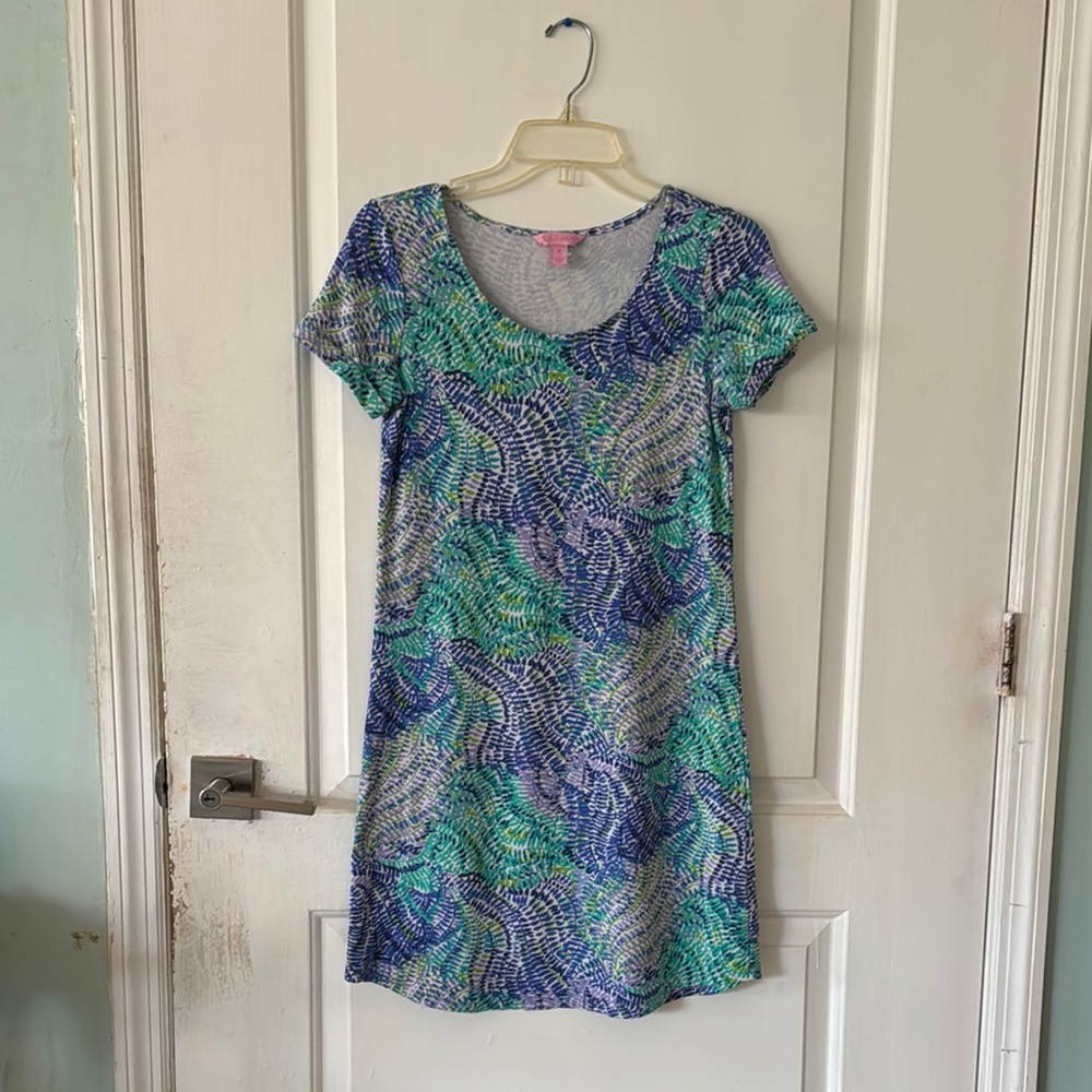 Patterned Blue and Green Dress